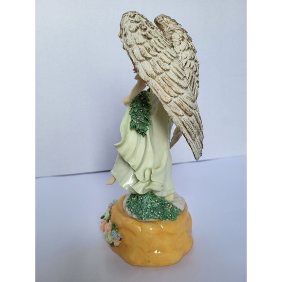 Vintage Dillards Christmas Angel Flowers Hand Painted 'The First Noel' Figurine - Picture 5 of 12